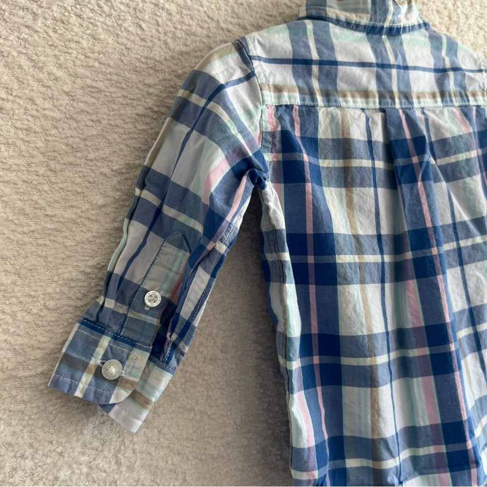Janie And Jack Infant Button Down Dress Plaid Shirt Size 3-6 Months - Picture 6 of 8